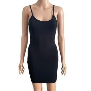 Lorette Dress Womens Small Black Stretch Sheath Strappy Sleeve